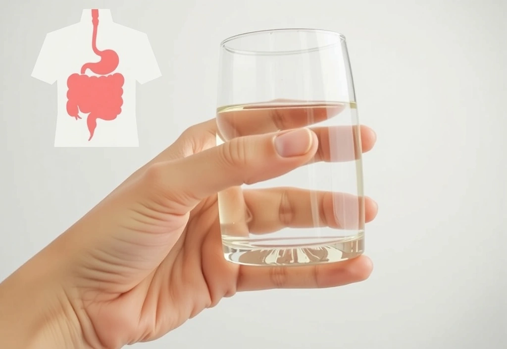 Mână care ține un pahar de apă, simbolizând digestia