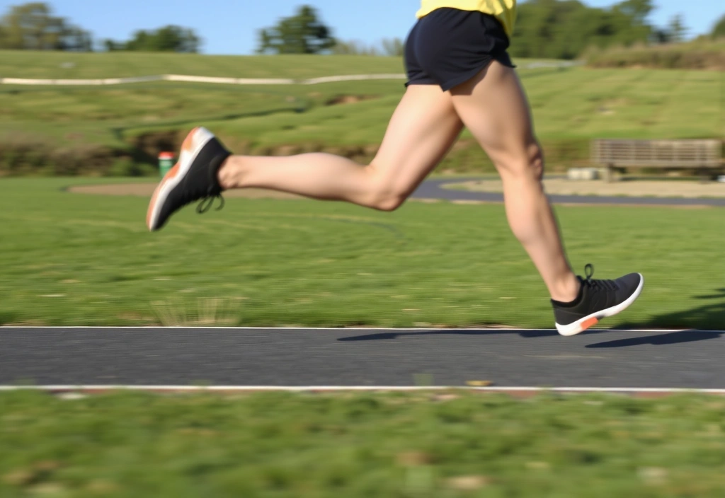 Persoană alergând pe o pistă de atletism