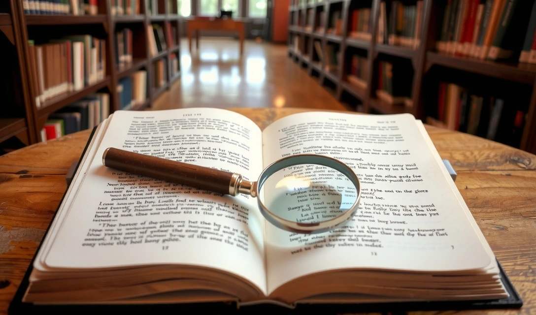 O carte deschisă cu o lupă deasupra, simbolizând cercetarea și ghidurile informative.